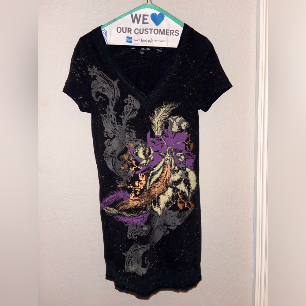 VINTAGE Miss Me Black Graphic Tee with Subtle Gray Accents